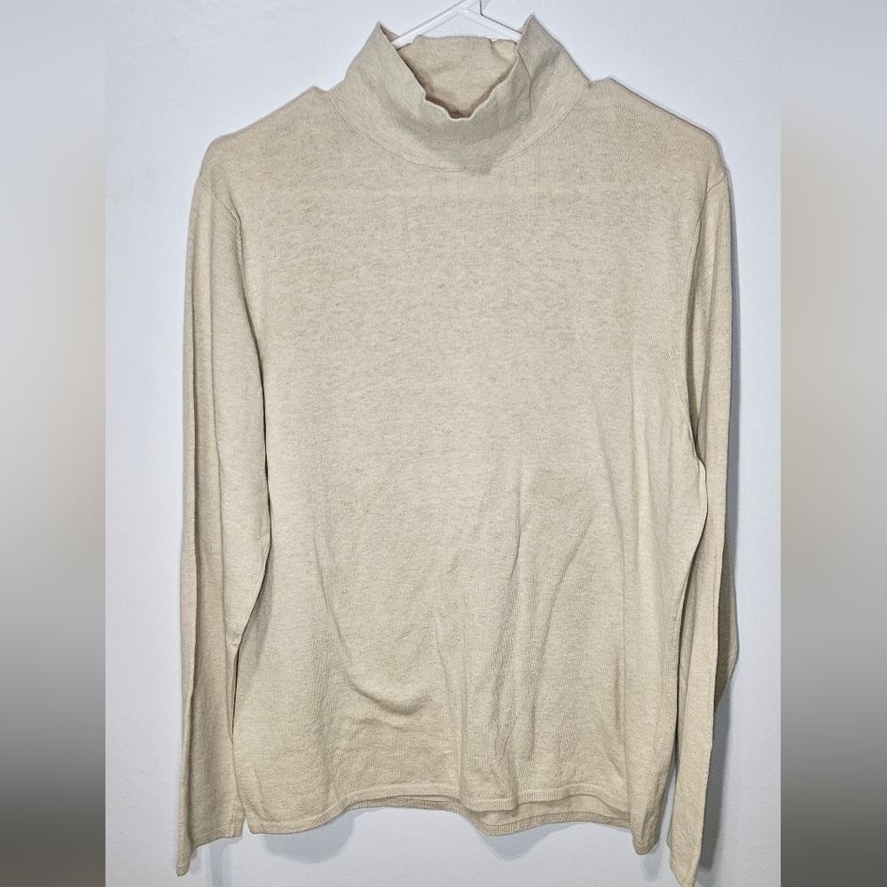 Talbots Cream Tan Womens Turtleneck Sweater Size Large B8